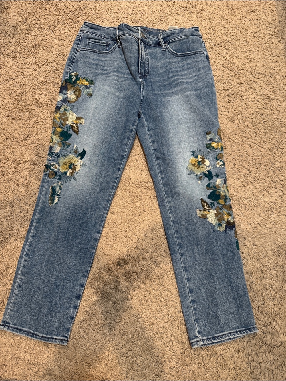 Women’s So Slimming Girlfriend Slim Leg Ankle  Embroidered Floral Jeans